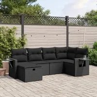 Set Divano da Giardino 6 pz con Cuscini Nero in Polyrattan 3263791