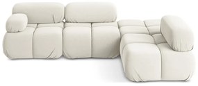 Divano angolare componibile bianco (con penisola a destra) con rivestimento in velluto Lokua – Makamii