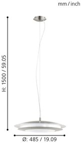 Eglo 98044 - Lampadario LED RGB dimmerabile a sospensione con filo MONEVA-C LED/27W/230V