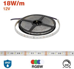 Striscia LED 5050/60 12V IP67 18W/m 5m - RGBW Colore RGBW