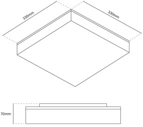 Plafoniera LED Regolabile 18W 24W 30W Quadrata CCT IP54 33x33 cm