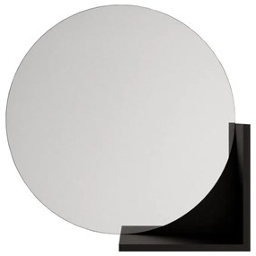 Specchio a parete con mensola nera , ø 60 cm Lucija - Skandica