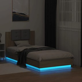 Giroletto con testiera e led rovere sonoma 90x190 cm