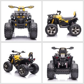 Quad per Bambini Elettrico 12V con Fari e Batteria Ricaricabile, Età 3-5 Anni, 100x65x73cm, Giallo...