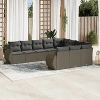 Set Divano Giardino 10 pz con Cuscini Grigio Chiaro Polyrattan 3221891