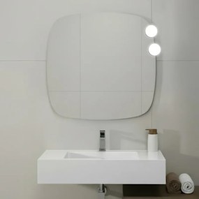 Specchio da parete con faretti LED 80x80 a filo lucido con angoli arrotondati - Aurea