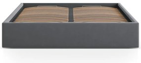 Letto matrimoniale imbottito grigio con contenitore/senza testiera con rete inclusa 180x200 cm Susan – Micadoni