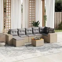 Set Divano da Giardino 8 pz con Cuscini Beige in Polyrattan 3225555