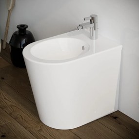 Bidet a terra filomuro in ceramica Round