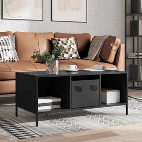 Tavolino Nero 101,5x50x43,5 Cm İn Acciaio Laminato A Freddo /