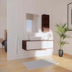 Mobile da bagno sospeso sotto lavabo L 105 x H 33 x P 48 cm bianco laccato lucido, 1 cassetto, 1 anta SENSEA Neo