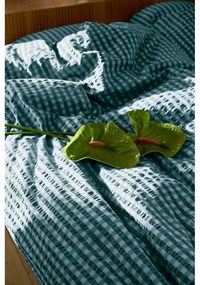 Set copripiumino e federa verde e blu in crêpe per letto singolo 140x200 cm Bæk&amp;Bølge – JUNA