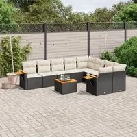 Set Divani da Giardino 10pz con Cuscini in Polyrattan Nero 3227148