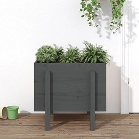 Fioriera Da Giardino Grigia 62x50x57 Cm Legno Massello Di Pino /