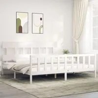 Giroletto con Testiera Bianco 200x200 cm in Legno Massellocod mxl 124894