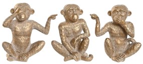 Statua Decorativa Home ESPRIT Dorato Scimmia Tropicale 14 x 10 x 14 cm (3 Unità)
