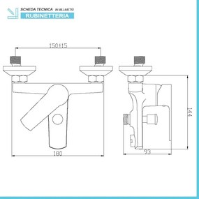 Set miscelatori lavabo bidet e vasca con kit doccia serie Juliette
