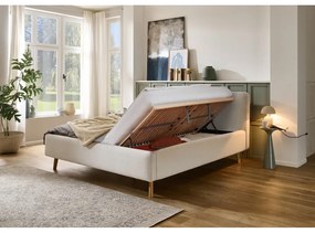 Letto matrimoniale imbottito color crema con contenitore con rete inclusa 180x200 cm Mattis – Meise Möbel