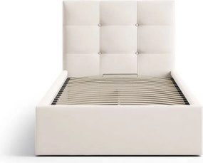 Letto singolo imbottito color crema con contenitore con rete inclusa 90x200 cm Phaedra – Micadoni