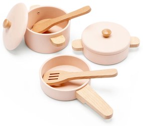 Set di stoviglie in legno per bambini - rosa