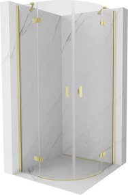 Mexen Mist cabina doccia semicircolare a battente 100 x 100 cm, trasparente, oro spazzolato - 8A33-100-100-55-00