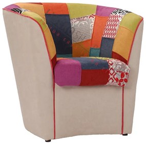 Poltrona in tessuto valentina BEIGE e seduta in patchwork