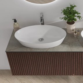 Mobile bagno sospeso 160cm cannettato piano grigio KDS-160P - KAMALU