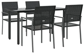 Set da pranzo da giardino 5 pz in polyrattan e acciaio