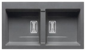 Lavello integrato 2 vasche PYRAMIS Kartesio granito L 50 x L 86 cm grigio