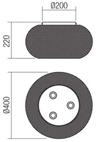 Redo 01-3139 - Plafoniera CROKET 3xE27/42W/230V diametro 40 cm oro