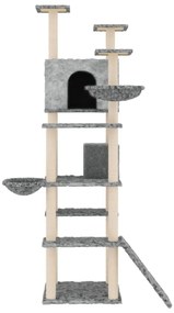 Albero per gatti con tiragraffi in sisal grigio chiaro 191 cm