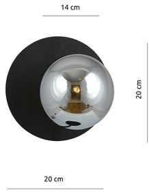 Lampada Da Parete Contemporanea Ippolita 1 Luce In Acciaio Nero E Vetro Fumè