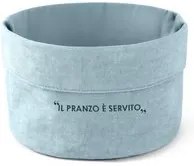 Cestino ottanio 20x14x15 cm con scritta in misto cotone