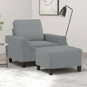 Poltrona Con Poggiapiedi Grigio Chiaro 60 Cm İn Tessuto /