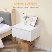 Comodino Sospeso Kit 2pz Bianco Moderno con Cassetto