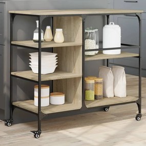 Carrello Cucina Rovere Sonoma 100x48x89,5 Cm Legno Multistrato /