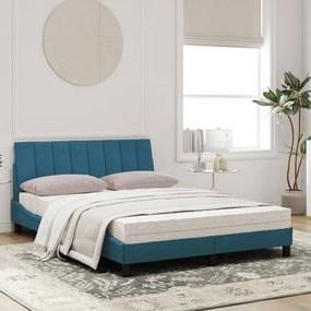 Letto con materasso blu 120x200 cm in velluto