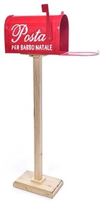 Figura natalizia rosso Cassetta postale di Babbo Natale in legno H 108 cm