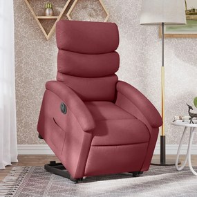 Poltrona Alzapersona Reclinabile Elettrica Rosso Vino Tessuto /
