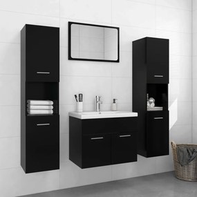 Set Mobili Da Bagno Nero İn Legno Multistrato /