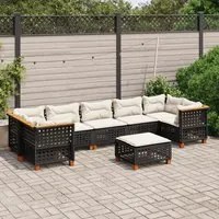 Set Divani da Giardino con Cuscini 8 pz Nero in Polyrattan 3261764