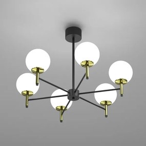 Lampadario a sospensione con supporto rigido AWINION 6xE27/15W/230V bianco/oro/nero