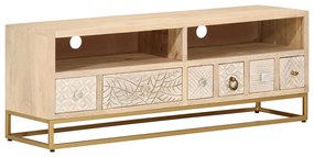 Mobile Porta Tv 110x30x40 Cm İn Legno Massello Di Mango E Ferro /