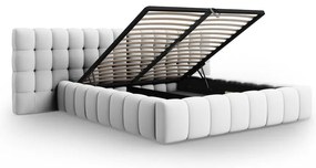 Letto matrimoniale imbottito grigio chiaro con spazio contenitivo e rete 200x200 cm Mamaia - Micadoni Home