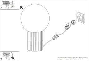 Lampada da tavolo grigio tortora con paralume in vetro (altezza totale 19 cm) Orbital – Sollux