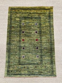 Loribaft Tappeto persiano 70x100 Verde (Iran) Annodato A Mano