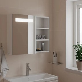 Armadietto Bagno Con Specchio E Led Bianco 60x13x52 Cm /