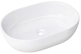Lavabo da appoggio Chiure ovale in ceramica L 60 x H 14.5 x P 40 cm bianco lucido piletta non inclusa