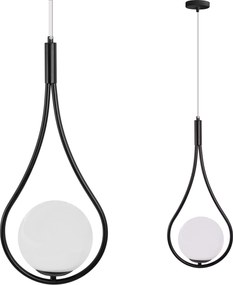 LAMPADA A SOSPENSIONE A SFERA IN VETRO G111-1W NERO E27