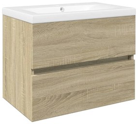 Set mobili da bagno 2 pz in ceramica e legno multistrato